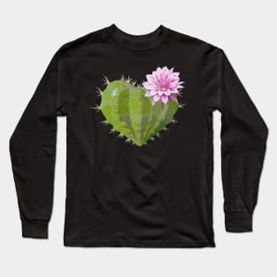 Cactus heart watercolor pink flower Long Sleeve T-Shirt